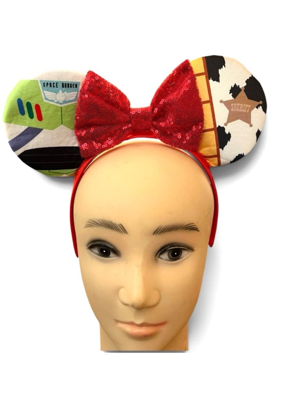 Toy Story Minnie Mouse Sequin Red Bow Ears Space Ranger Sheriff Headband Disney